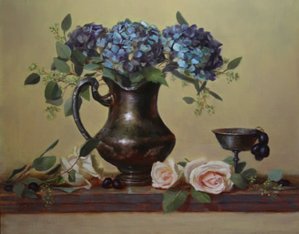 Hydrangeas and Silver