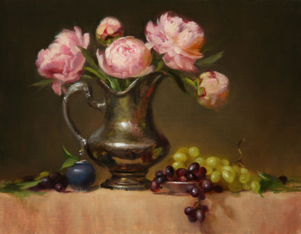 Peonies in Silver with Grapes Peonies in Silver with Grapes
