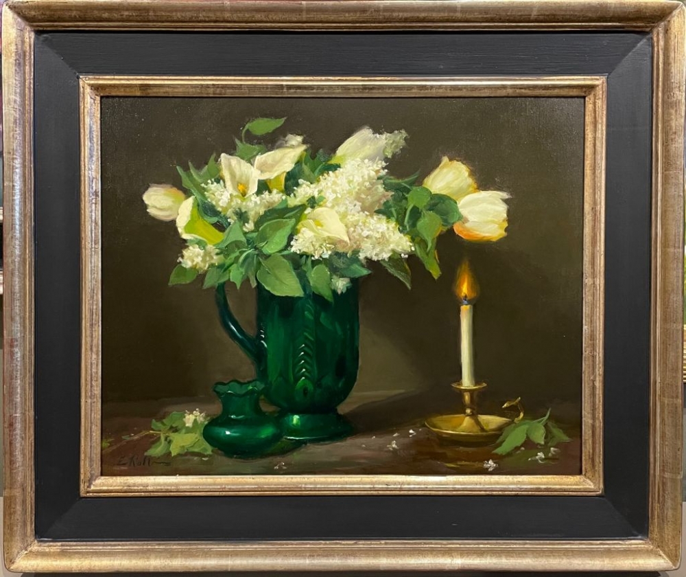 Lilacs, Calla Lilies and Green