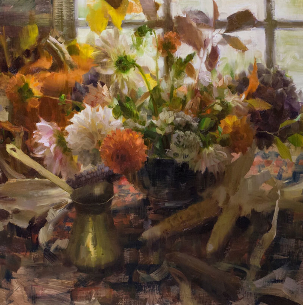 Autumn Flowers by the Window